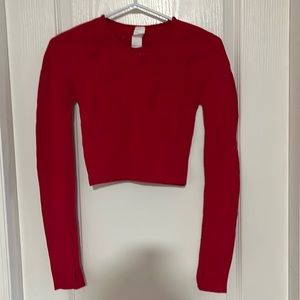 Fabletics Addison Sculptknit red crop workout gym top